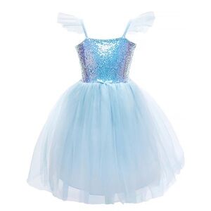 Sequins Princess Dress, light blue, size 5-6 by Great Pretenders